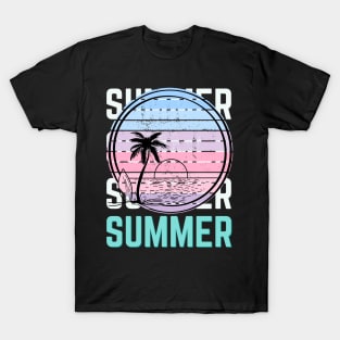 Hello summer Beach summertime Adventure travel lover palm tree sun T-Shirt